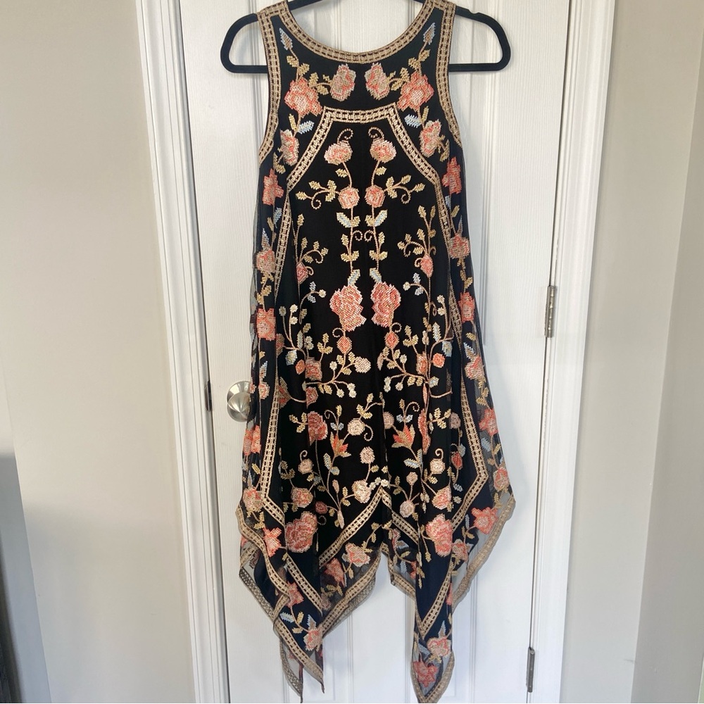 Tolani for Sundance Rosalind Floral Embroidered Asymmetrical Dress Size XS